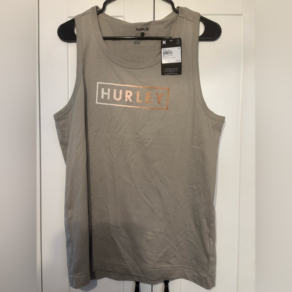 Hurley Tan Tank Top with Metallic Logo